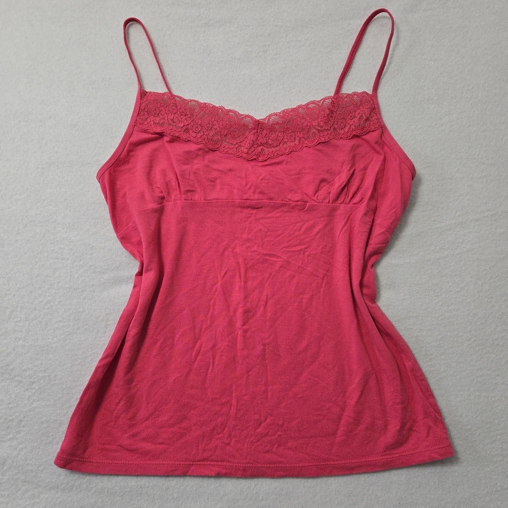 Vintage Y2K Old Navy Cami Womens Small Pink Tank Top Lace Trim Fairycore